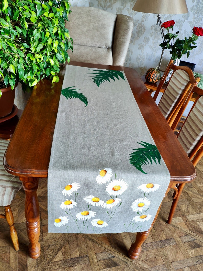 Handpainted Table Runner Rustic Cloth Decoration Holiday Etsy