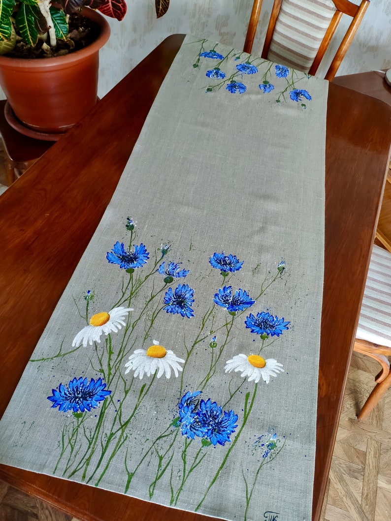 Handpainted Table Runner Spring and Summer Linens Centerpiece Etsy