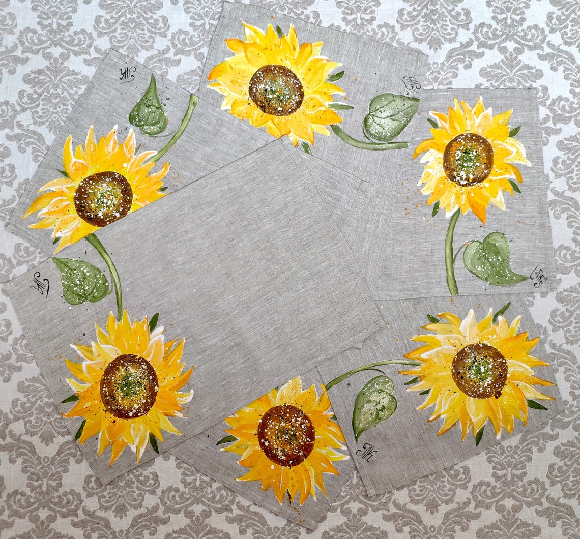 Handpainted Sunflower Placemats set of 2 4 6 or 8 Etsy