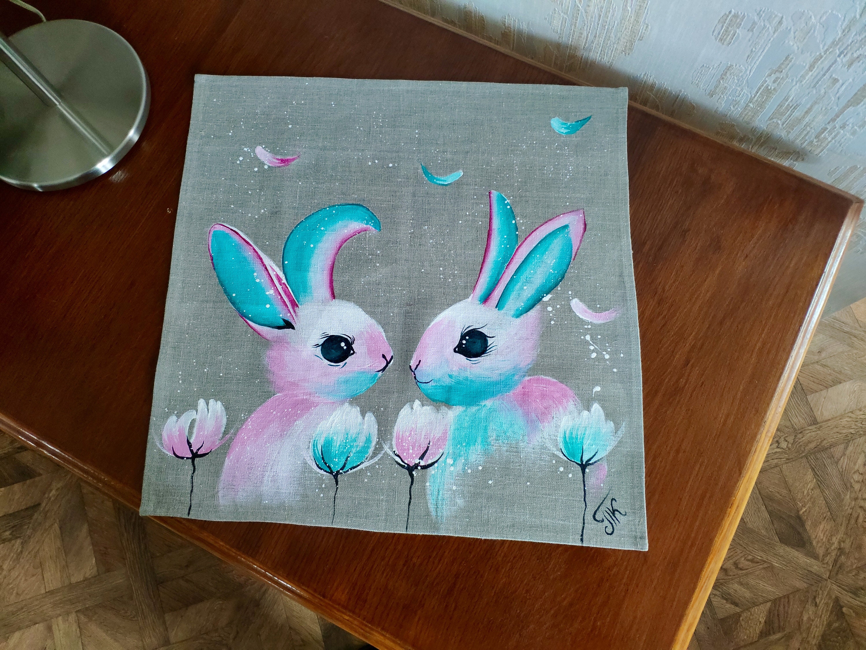 Bunny Rabbit Placemats set of 2 4 6 or 8 Hand-painted | Etsy