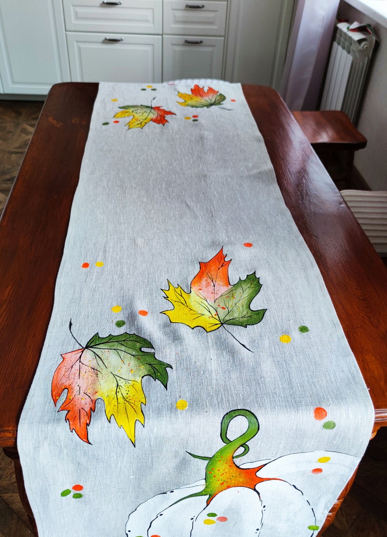 Handpainted Table Runner/thanksgiving Table Runner/reversible Etsy