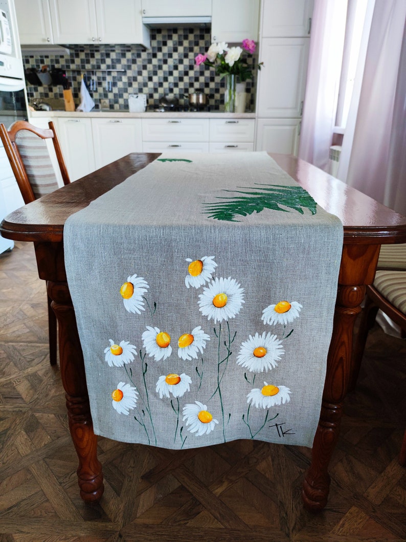 Handpainted Table Runner Spring and Summer Linens Centerpiece Etsy