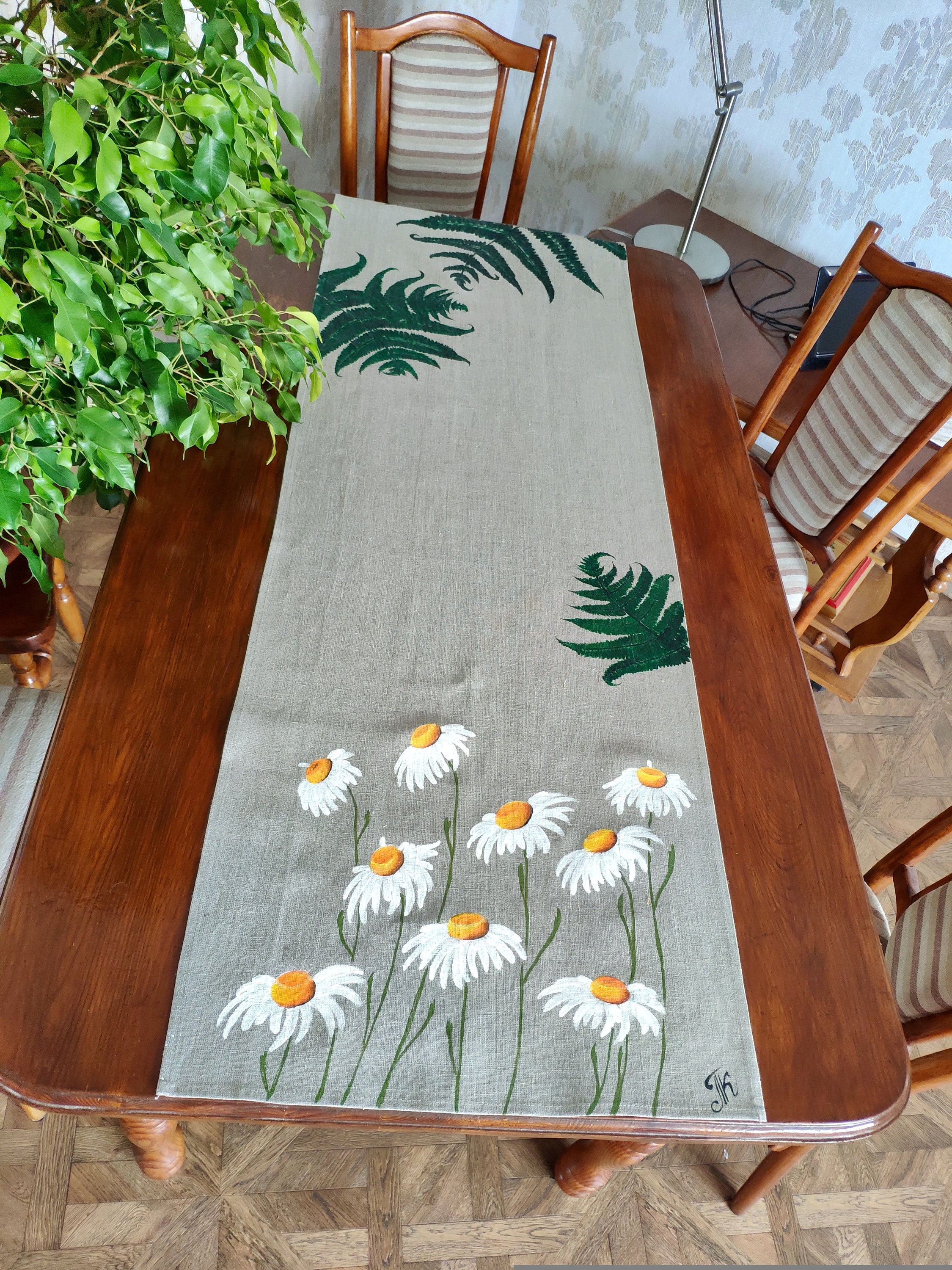 Handpainted Table Runner Spring and Summer Linens Centerpiece Etsy