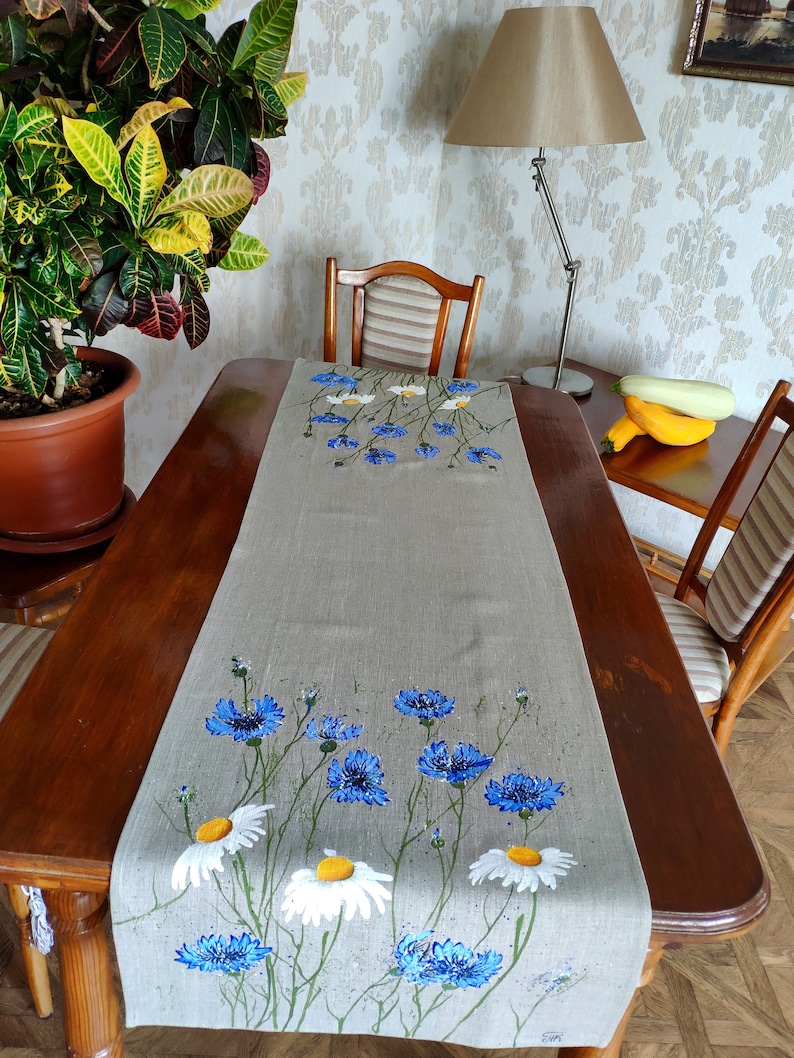 Handpainted Table Runner Spring and Summer Linens Centerpiece Etsy
