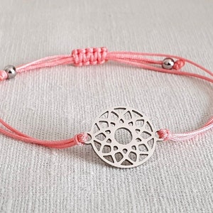 Mandala bracelet stainless steel in gift packaging, delicate and filigree rose peach or desired color large color selection, adjustable size