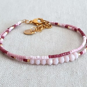 Multi-row bracelet made of stainless steel and pearls, customizable, length selectable, stainless steel extension chain