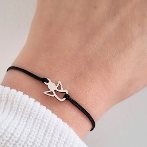 Bracelet ange gardien en acier inoxydable, délicat et filigrane, prêt à offrir sur carte avec ailes d'ange scintillantes, couleurs au choix