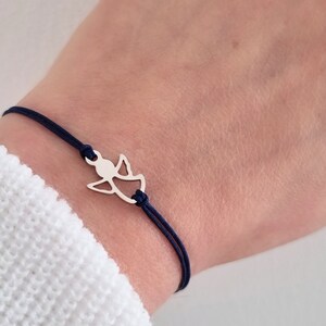 Bracelet ange gardien en acier inoxydable, filigrane, prêt à offrir sur carte avec ailes d'ange scintillantes, couleurs au choix