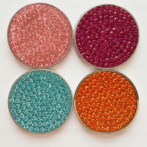 Stainless steel coin zirconia pink, light blue, fuchsia or orange for coin setting interchangeable jewelry pendant 30 mm