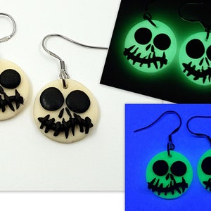 Orecchini HALLOWEEN Jack, noctiful, brilla al buio, bagliore al buio, fatto a mano