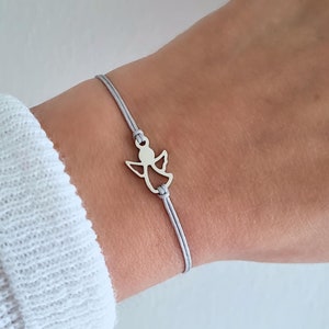 Schutzengel Armband Edelstahl größenverstellbar hellgrau
