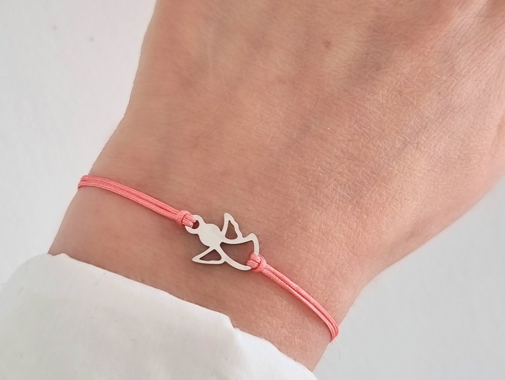 Elegante bracciale in acciaio inossidabile con ciondolo a forma di angelo: elegante e personalizzabile individualmente - Italia