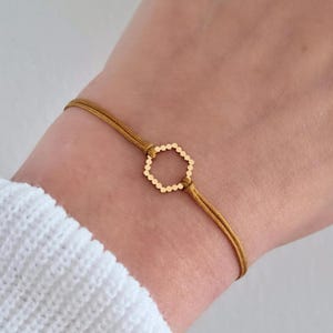 Bracelet Hexagon stainless steel in gift packaging, delicate and filigree in your desired color, large color selection, adjustable size, geometric image 1