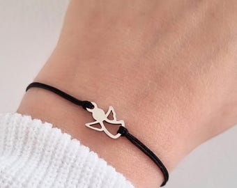Guardian angel bracelet made of stainless steel, delicate and filigree, ready to gift on card with glittering angel wings, color selection