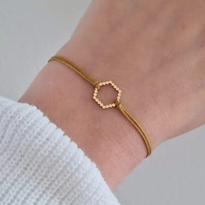 Bracelet Hexagon stainless steel in gift packaging, delicate and filigree in your desired color, large color selection, adjustable size, geometric image 4