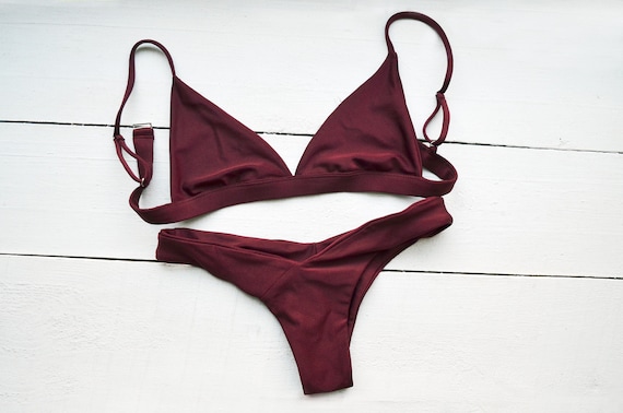 burgundy swimsuit