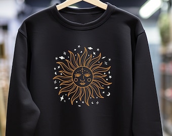 Celestial sun face sweatshirt for girlfriend Mystical sun sweatshirt Gift for student Celestial sun sweatshirt for boyfriend Astrology shirt