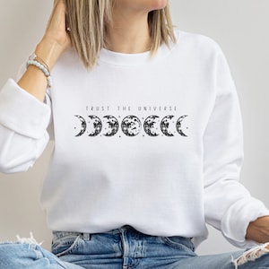 Trendy crewneck sweatshirt for women Oversized sweatshirt trendy Celestial shirt gift Moon phase sweatshirt Autumn Sweathirt Gift for Her