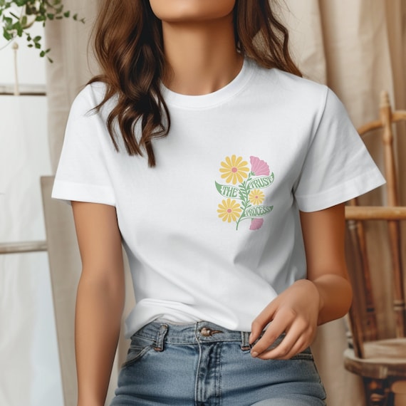 Womens T-Shirt Retro Flowers Shirt Boho Graphic T Shirt Festival Shirt Front and Back Print Flower T Shirt Design Floral T Shirt for Women