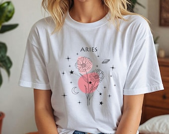 Aries zodiac tshirt women Aries zodiac sign shirt Aries gift for best friend Minimalist zodiac t shirt design Aries Astrology shirt for Mom