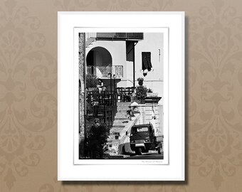 Fine art photography, 30x40 cm black and white art print, italian street cafe, italy framed wall art, italy lifestyle, italian home decor