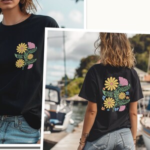 Retro Summer Shirt with Wildflowers Graphic gift for her.