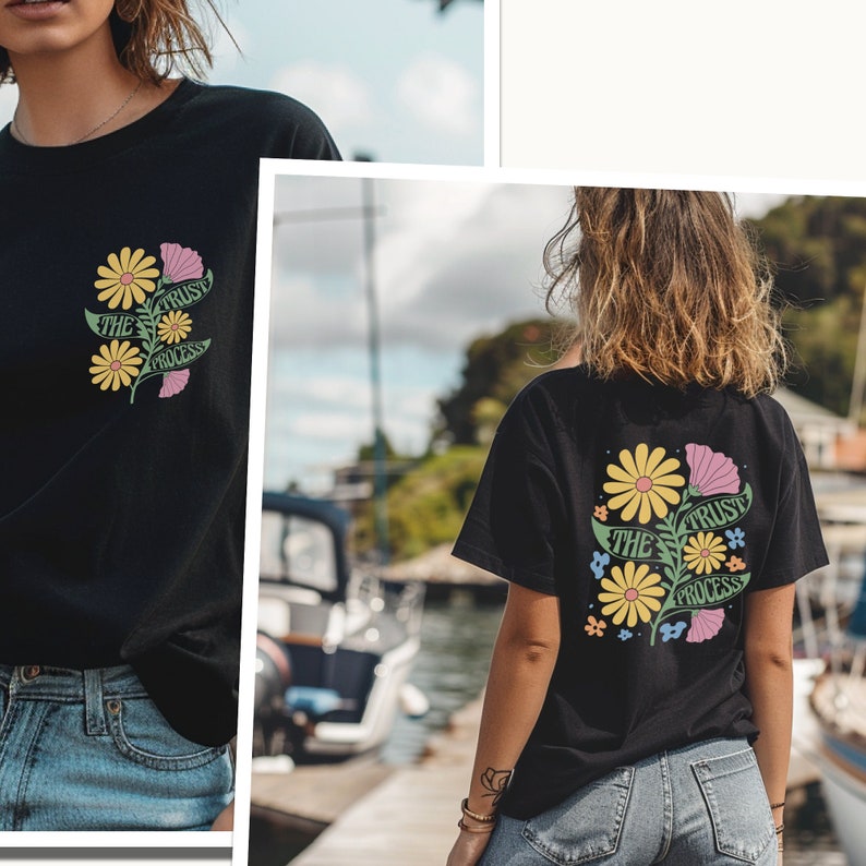 Retro Summer Shirt with Wildflowers Graphic gift for her.