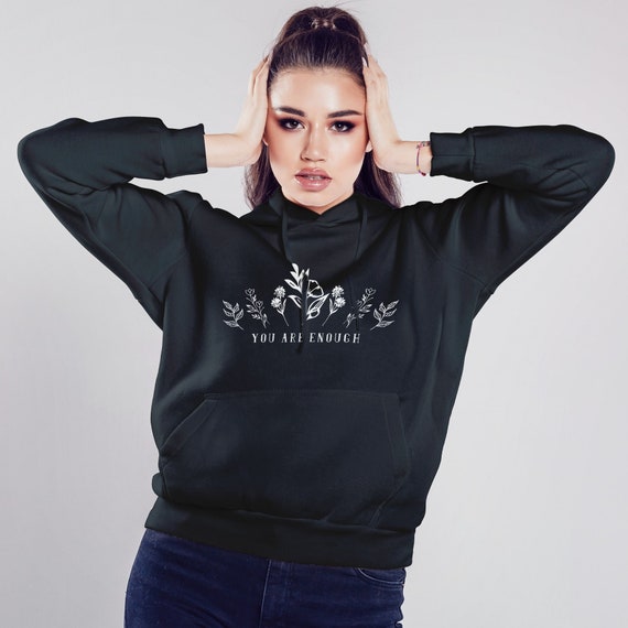 Womens Hoodie With Flower Print Line Art Shirt Wildflowers Sweater Hoodie With Positive Saying Trending Gifts Idea Etsy Ireland