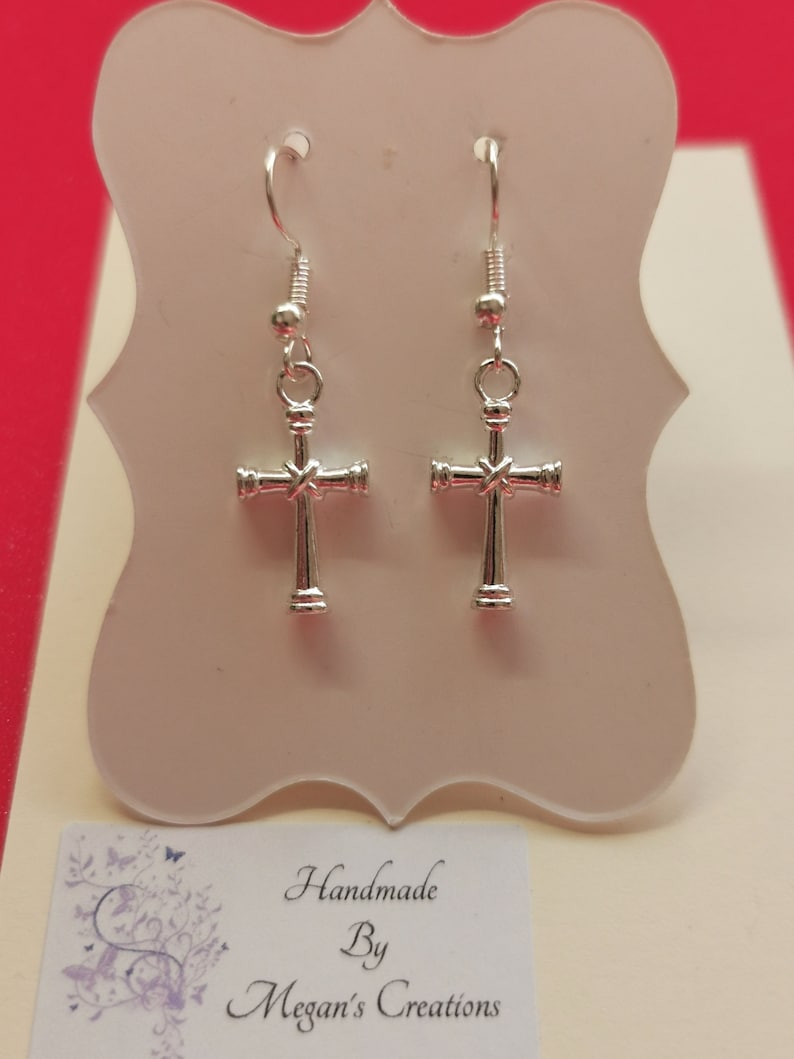 Cross earrings silver plated earrings silver coloured cross earrings Silver plated cross earrings