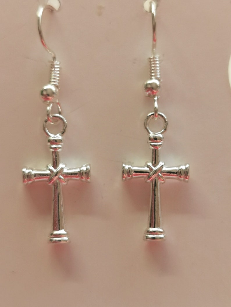 Cross earrings silver plated earrings silver coloured cross earrings Silver plated cross earrings