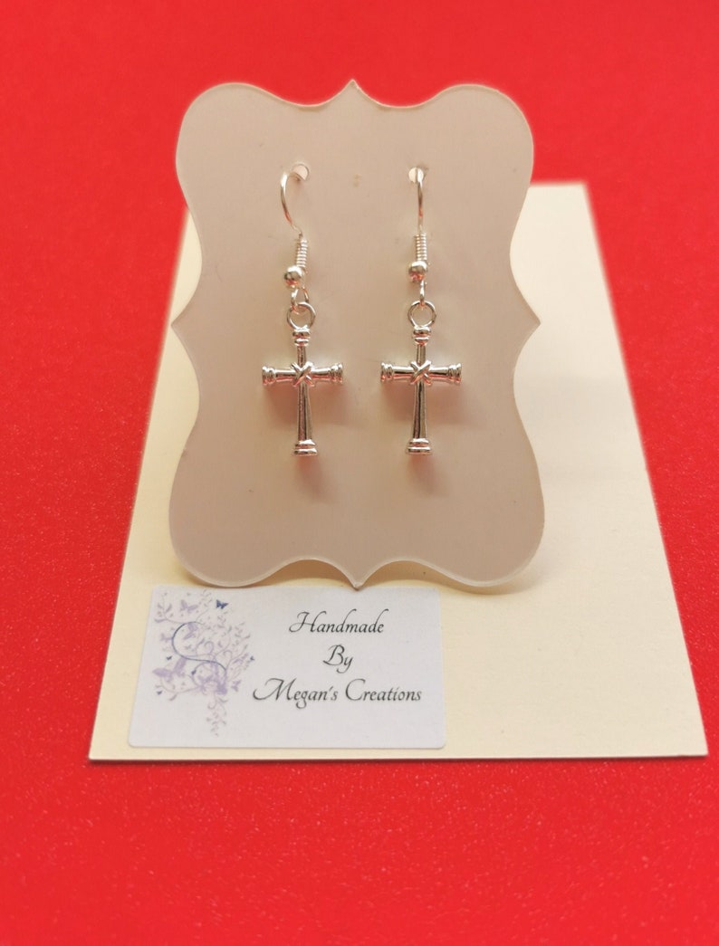 Cross earrings silver plated earrings silver coloured cross earrings Silver plated cross earrings