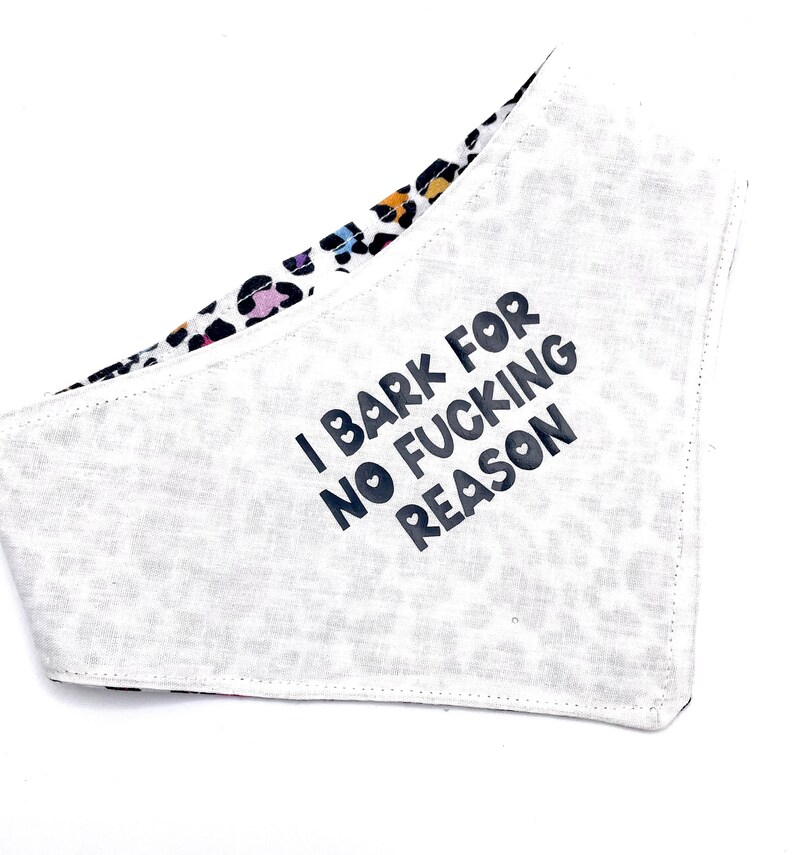 Quirky Dog Bandana: "I Bark for No Reason" Funny Adjustable Pet Bandana image 4