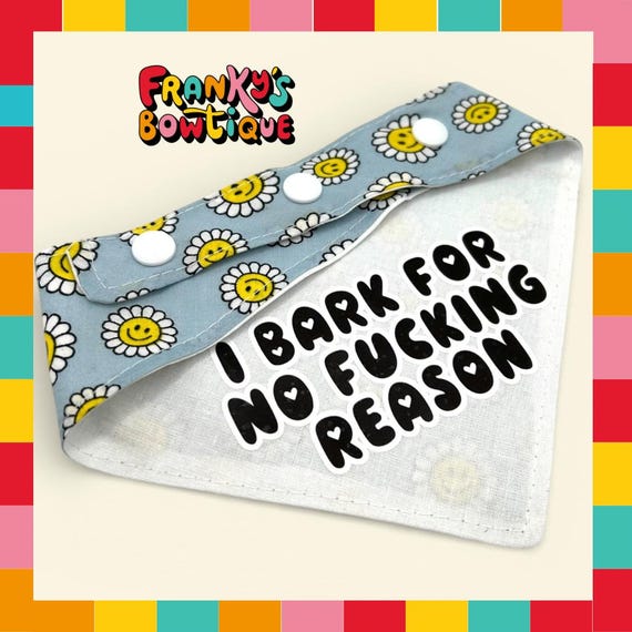 Quirky Dog Bandana: "I Bark for No Reason" Funny Adjustable Pet Bandana