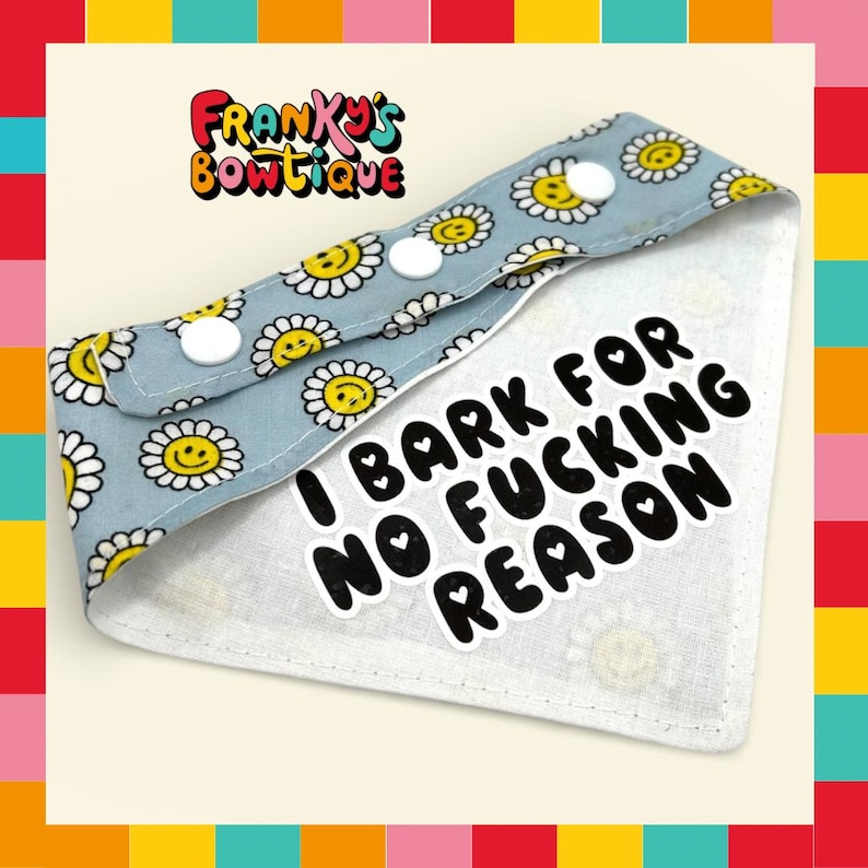 Quirky Dog Bandana: "I Bark for No Reason" Funny Adjustable Pet Bandana image 1