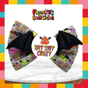 Halloween Bat Dog Bow Tie: Spooky Badge Bow Costume, Handmade in UK