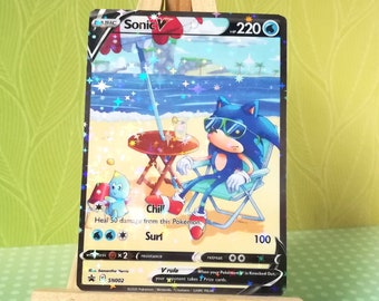 HANDMADE SONIC V Holographic Pokemon Card CUSTOM