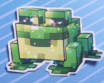 Minecraft Frog Holographic Sticker Cute Star Holo