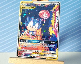 LAST ONE Handmade Sonic and Tails Holographic Pokemon Card Tag Team GX Custom