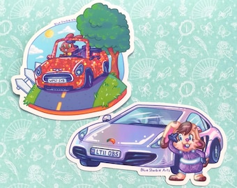 Bunny Car Holographic Vinyl Stickers, Waterproof