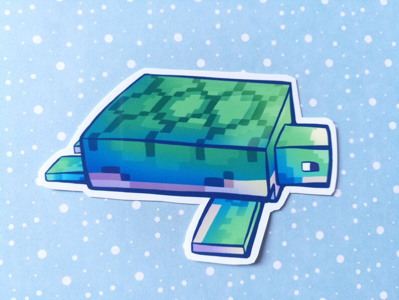 Minecraft Vinyl Stickers 5: Dolphin, Squid, Pufferfish, Turtle and Guardian Turtle