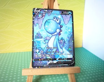 HANDMADE Blue Yoshi V CUSTOM Holographic Pokemon Card