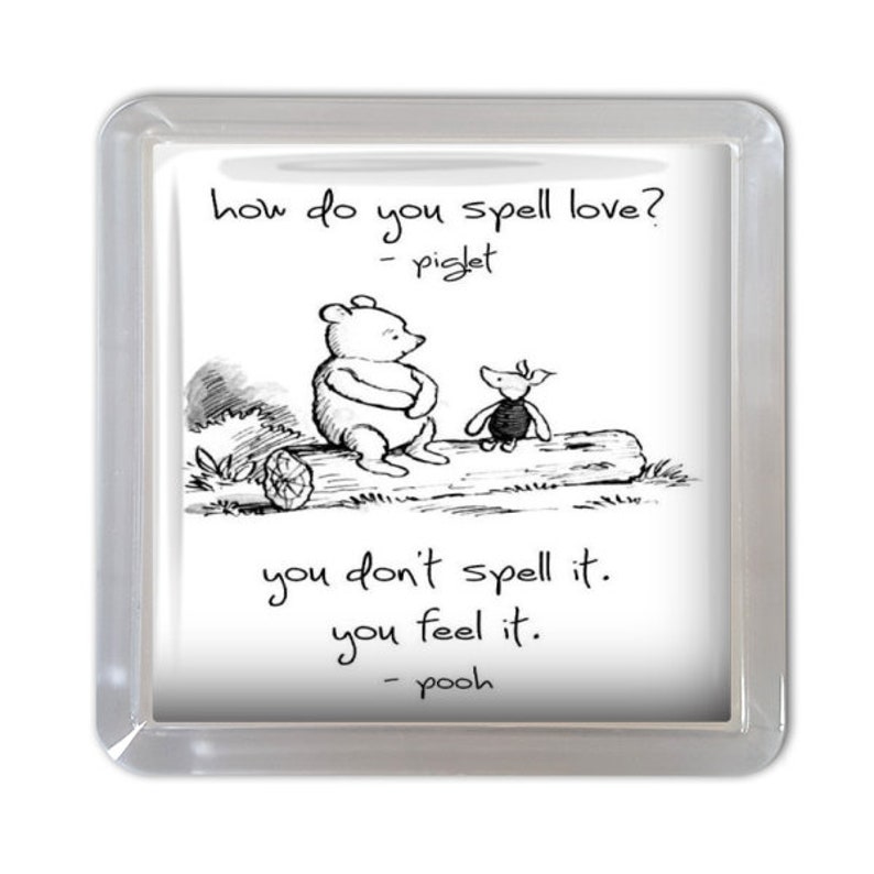 Winnie the Pooh Classic Coaster How Do You Spell Love Piglet Etsy