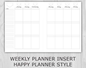 Weekly Planner Printable Happy Planner Classic Style - Undated Monday Start- Week on 2 Pages