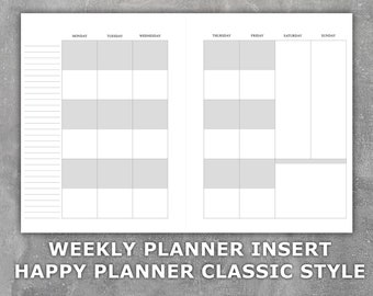 Weekly Planner Printable Happy Planner Classic Style Undated | Etsy