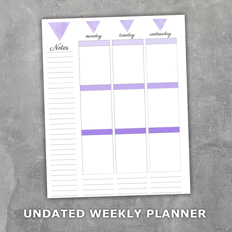 Weekly Planner Printable Erin Condren Style Undated - Week on 2 Pages ...