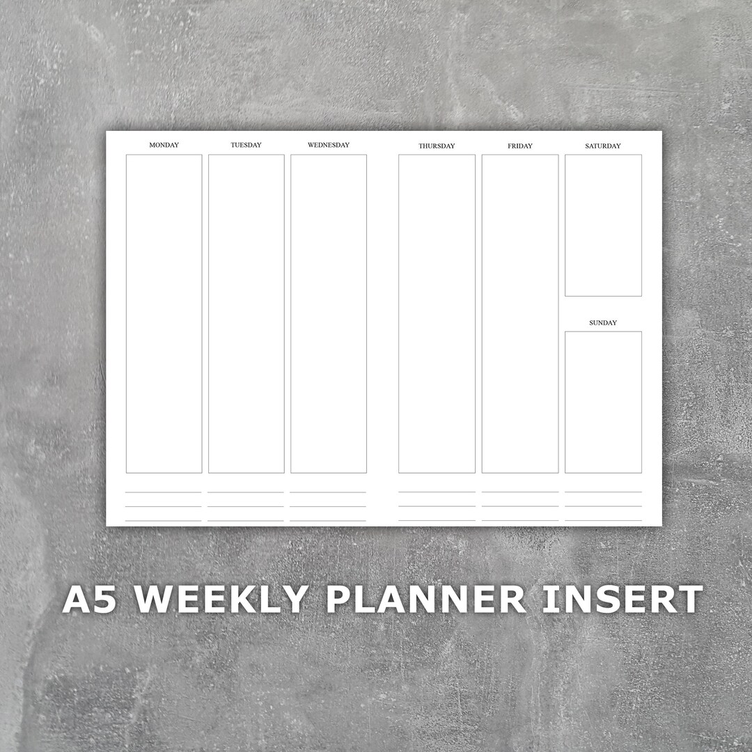 A5 Weekly Planner Printable Erin Condren Style Neutral Undated Monday ...