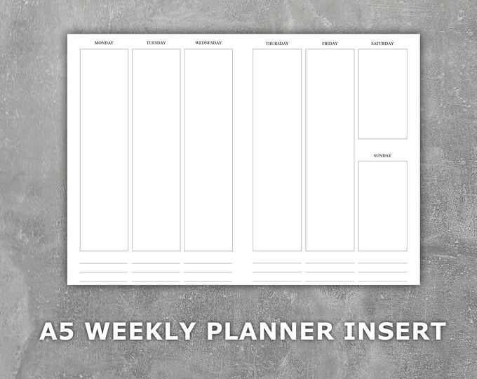 Erin Condren Style Printable Weekly Planner A5 Size Box Week Planner ...