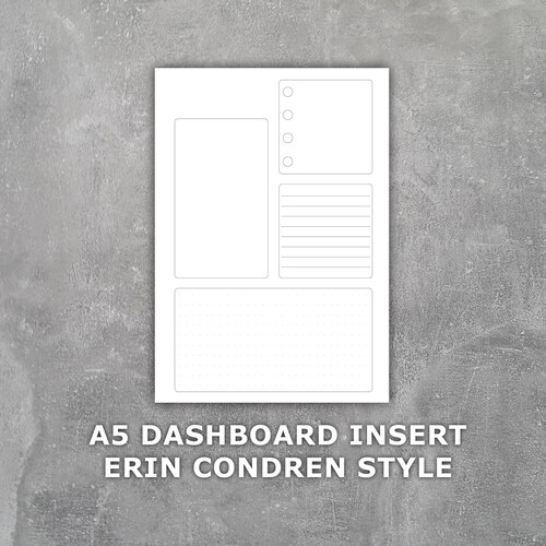 A5 Dashboard Insert Planner Page Printable Erin Condren Style - Etsy