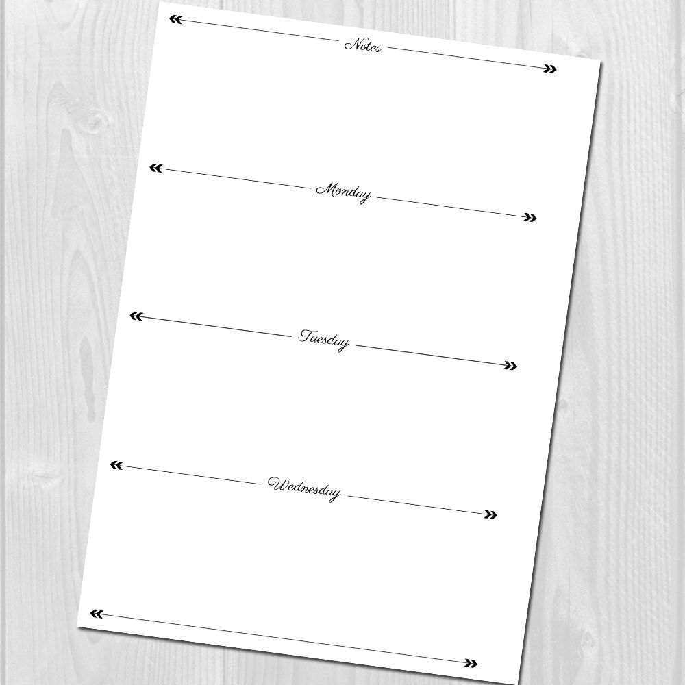 Weekly Planner Printable Horizontal Layout A5 Size Undated - Week on 2 ...
