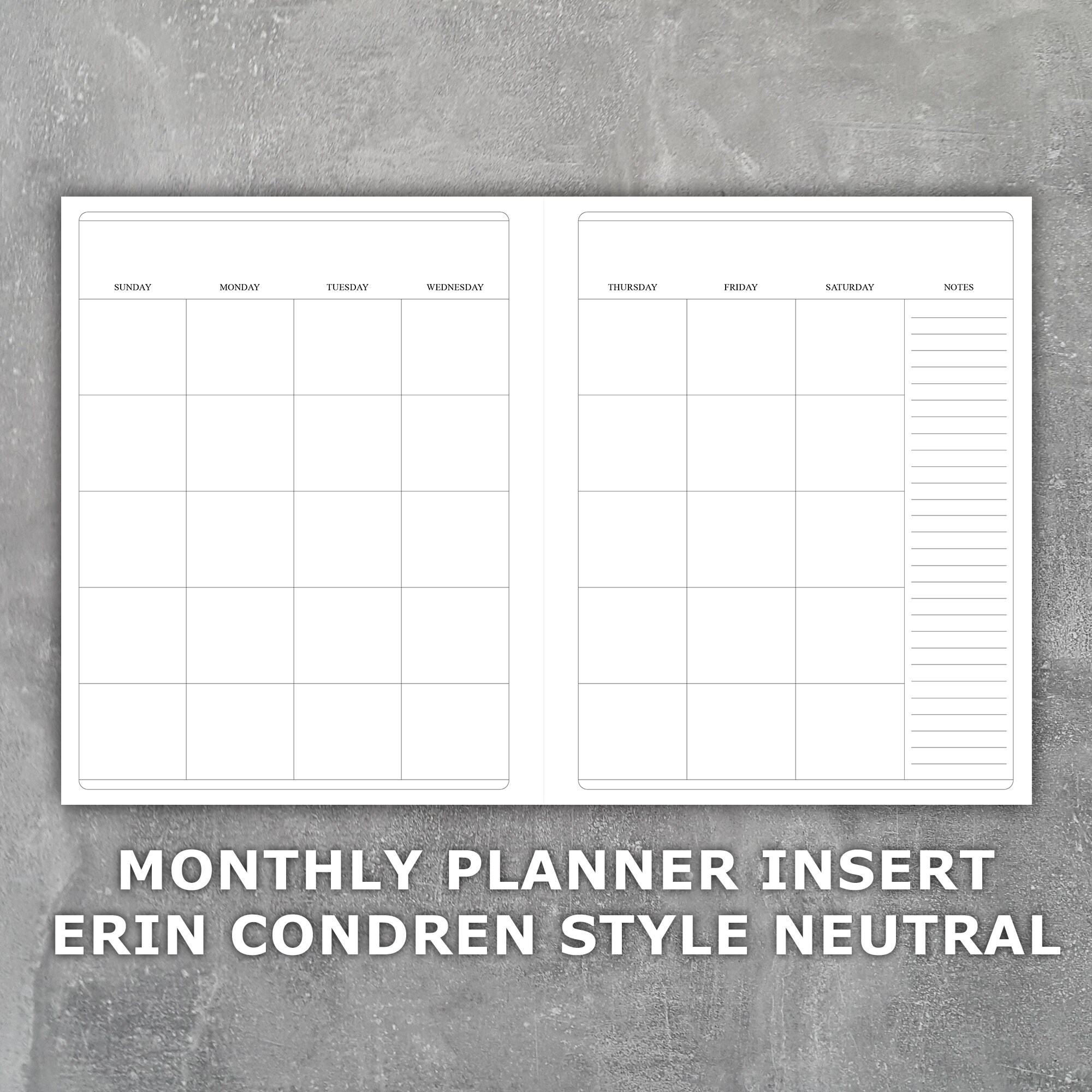 monthly-planner-printable-insert-erin-condren-style-neutral-undated-sunday-start-month-on-2-pages-etsy
